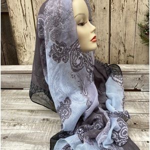 Woman’s Scarf-Large Fashion Scarf-Woman’s Grey Black Scarf-Versatile Large Scarf
